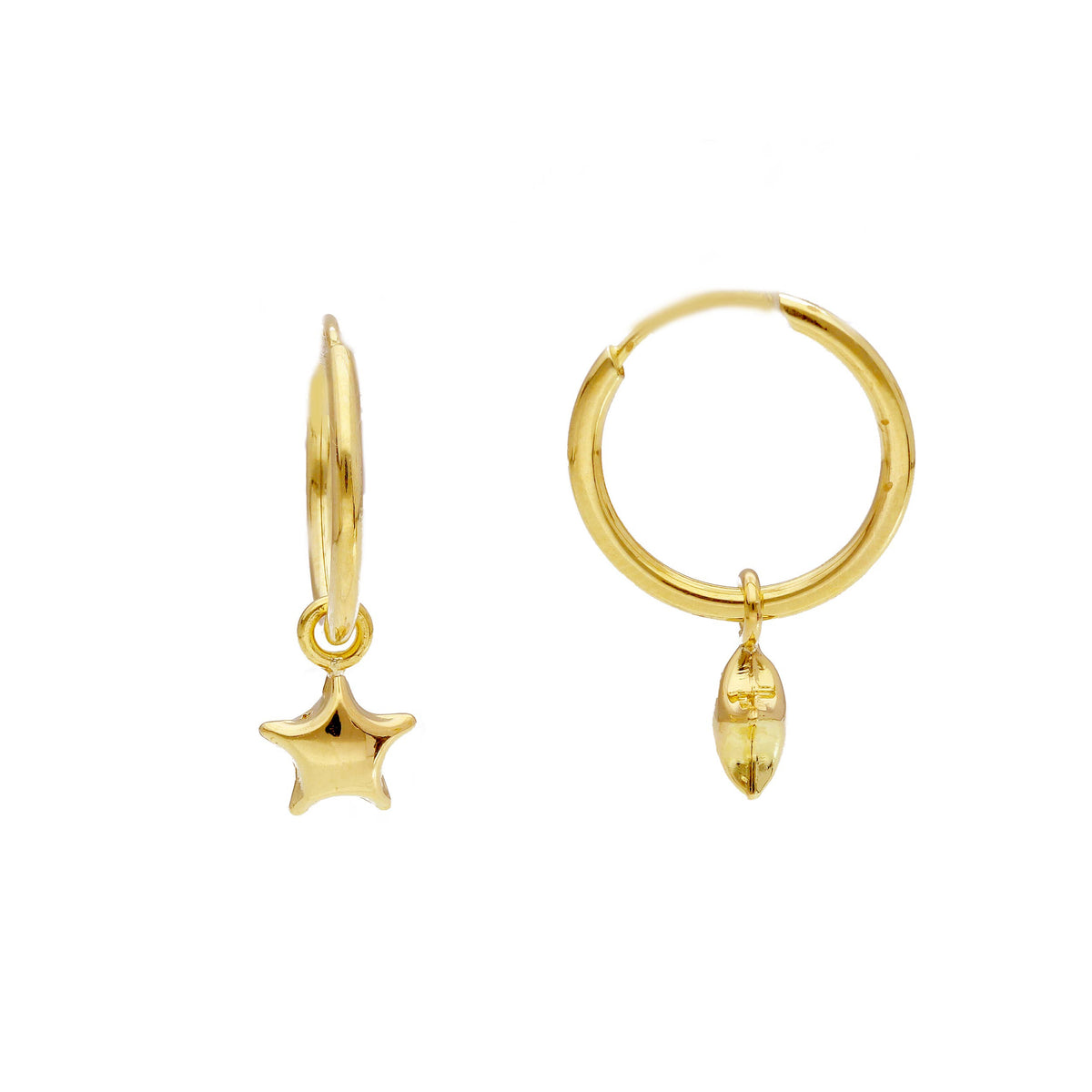 Maiocchi Gold Orecchini a Cerchio con Stella Oro Giallo 18kt