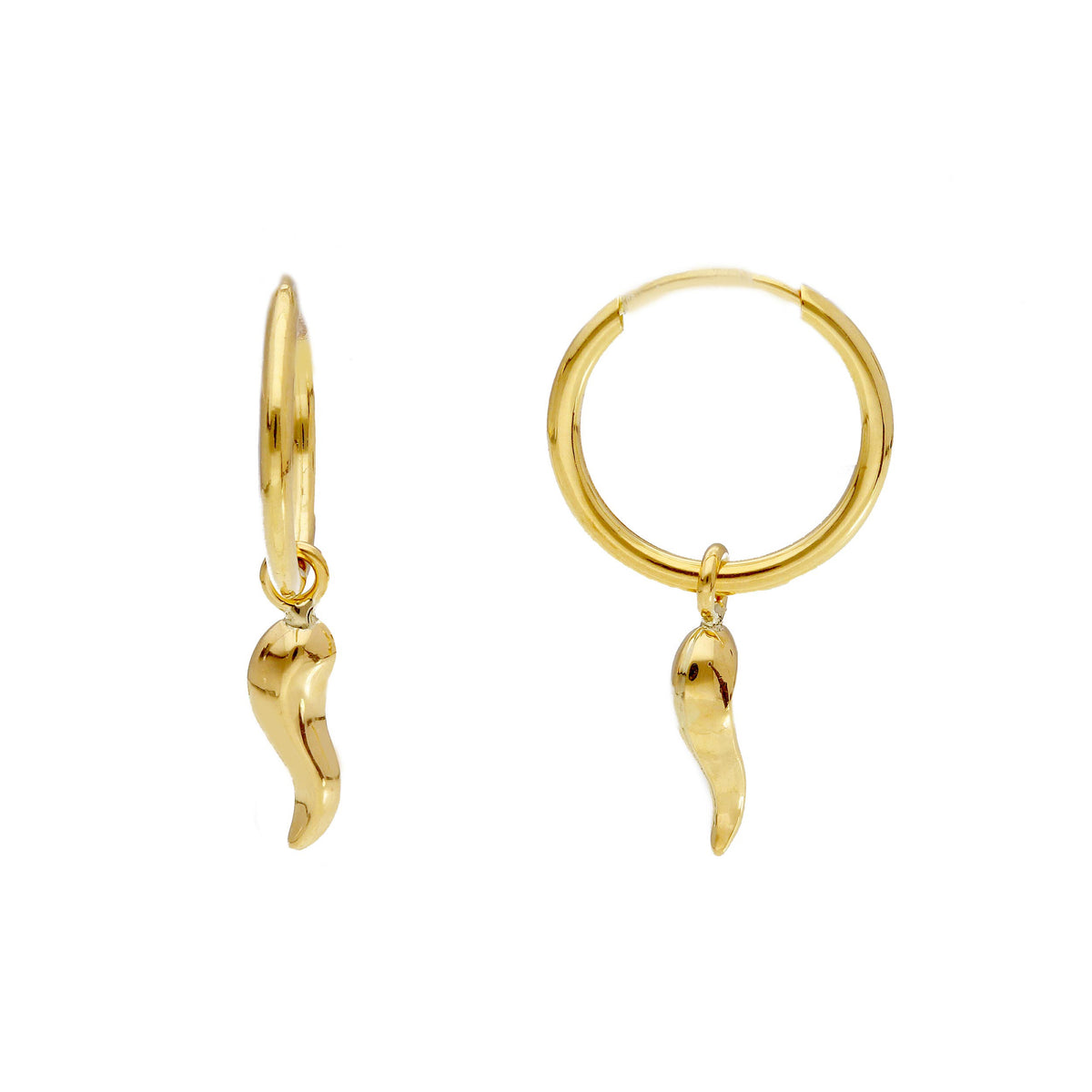 Maiocchi Gold Orecchini a Cerchio con Cornetto Oro Giallo 18kt