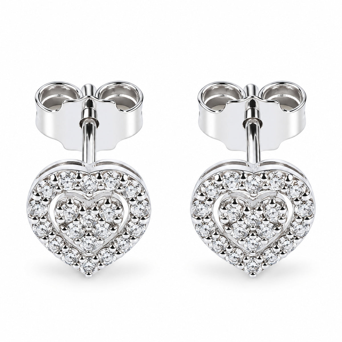 Maiocchi Milano Orecchini Cuore Oro Bianco e Diamanti ct 0,24