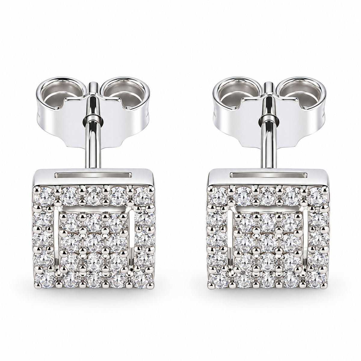 Maiocchi Milano Orecchini Rombo Oro Bianco e Diamanti ct 0,30