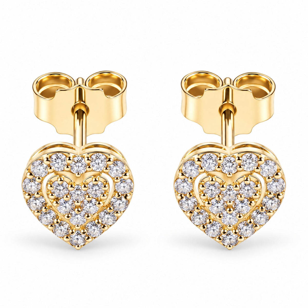 Maiocchi Milano Orecchini Cuore Oro Giallo e Diamanti ct 0,24