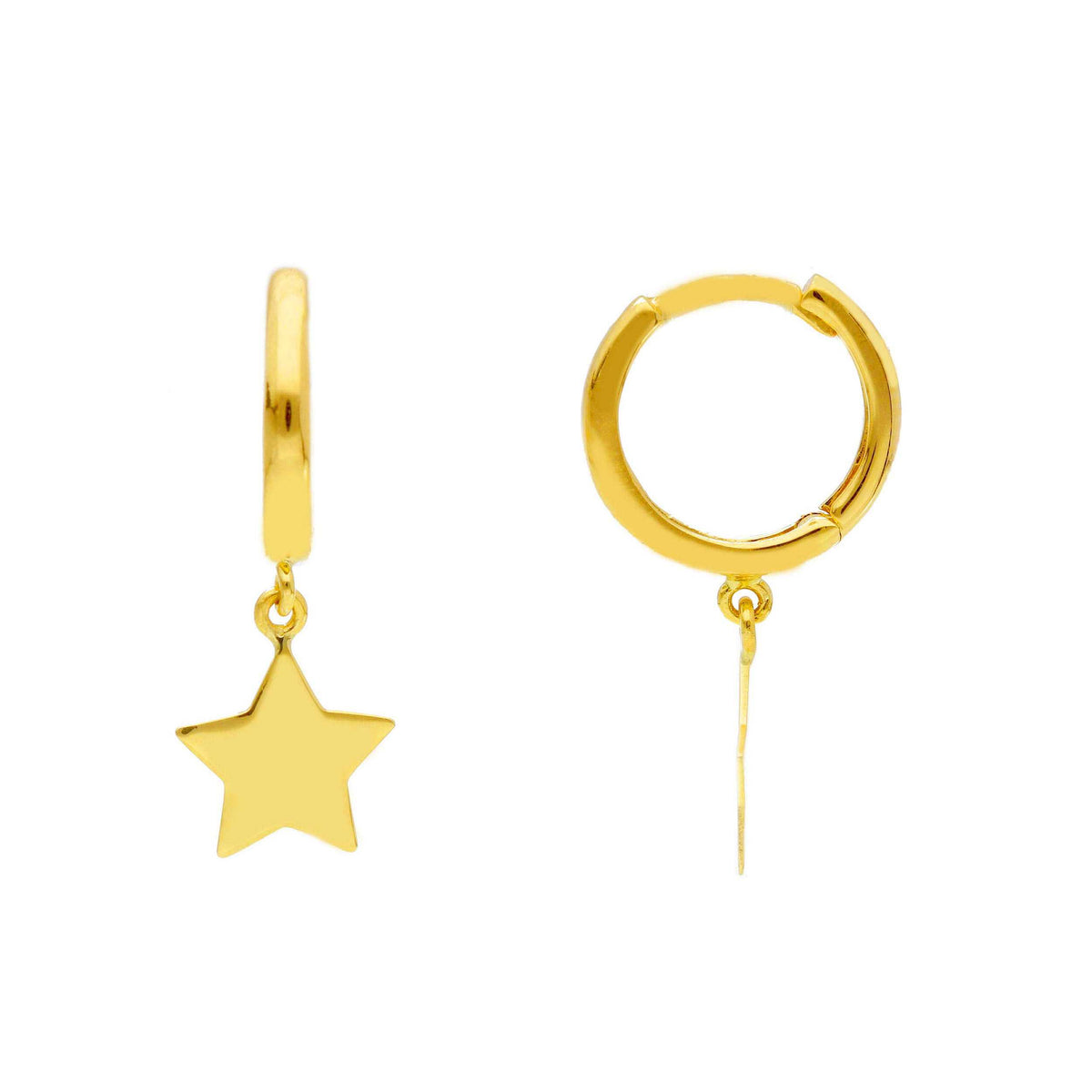 Maiocchi Gold Hoop Earrings with Star in 18kt Yellow Gold