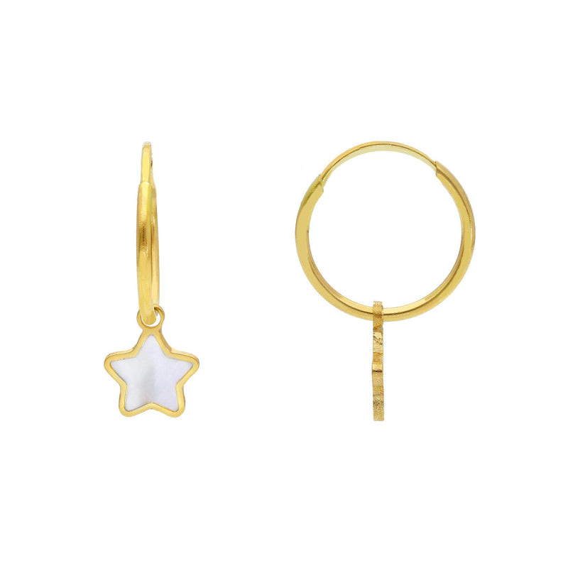 Maiocchi Gold Orecchini a Cerchio con Stella Oro Giallo 18kt e Madreperla