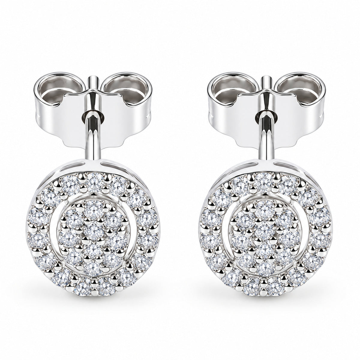 Maiocchi Milano Orecchini Ovali Oro Bianco e Diamanti ct 0,24