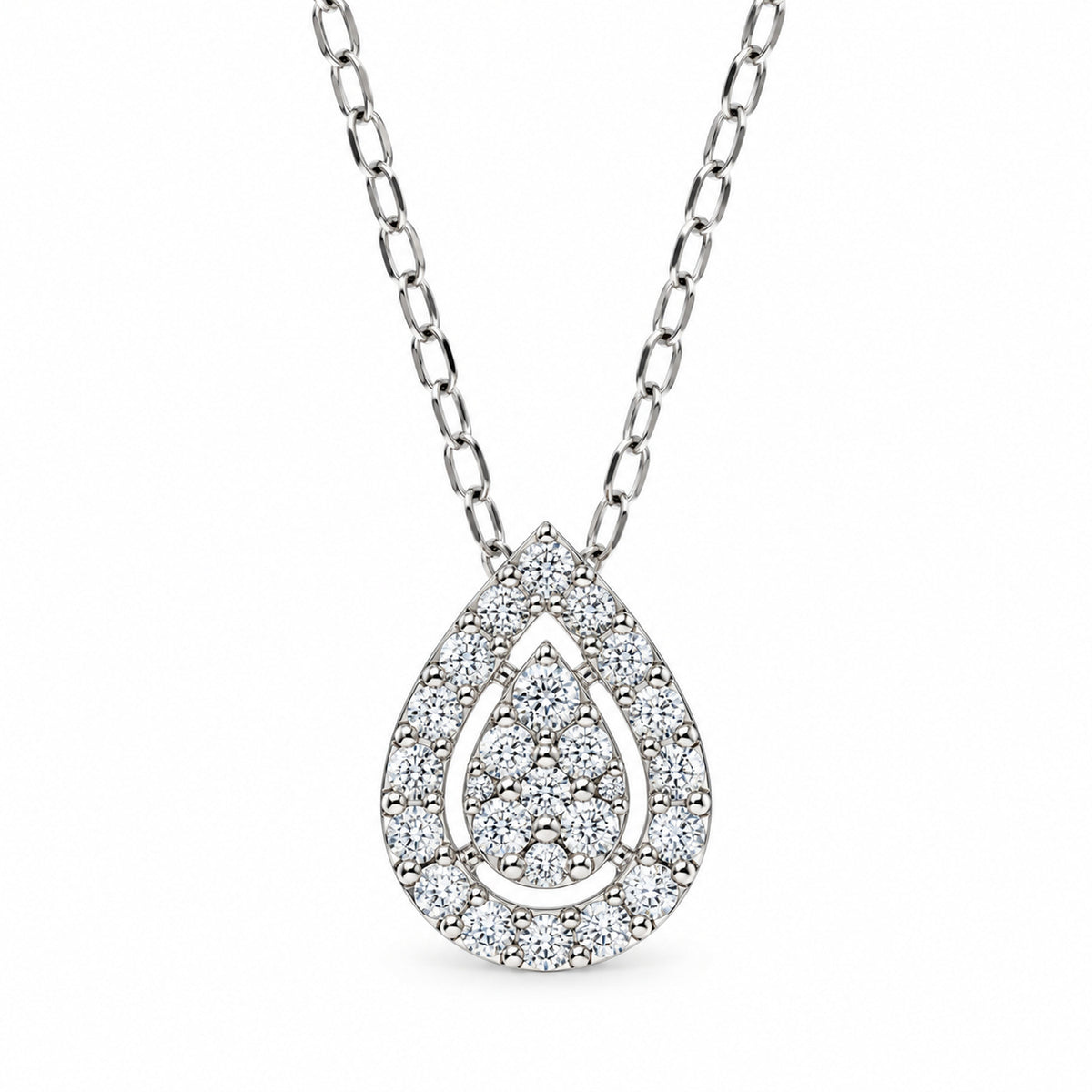 Maiocchi Milano Ciondolo Goccia Oro Bianco e Diamanti ct 0,12