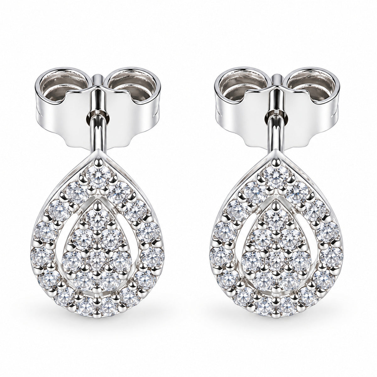 Maiocchi Milano Orecchini Goccia Oro Bianco e Diamanti ct 0,24