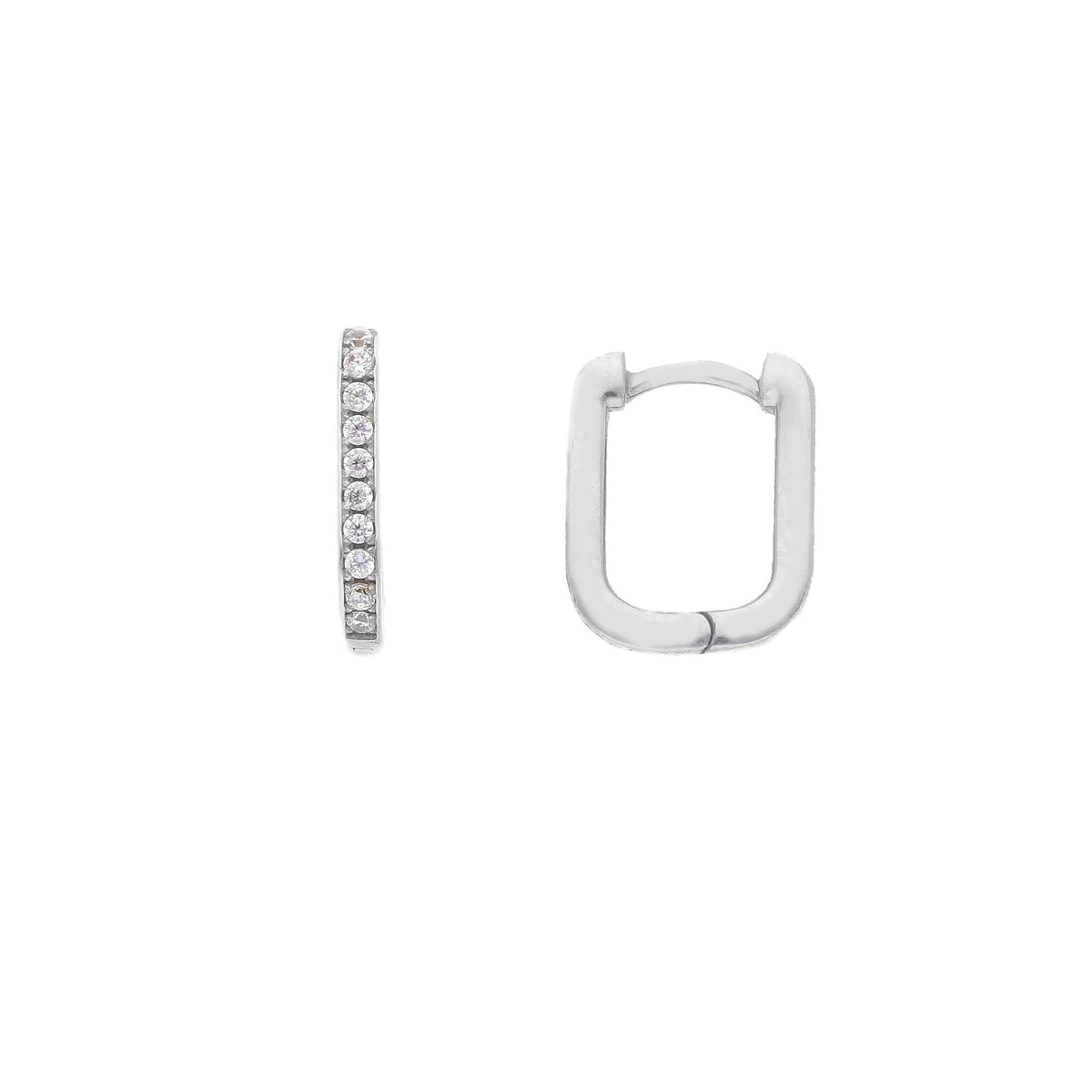 Orecchini Oro Bianco 18kt e Zirconi cm 1,2