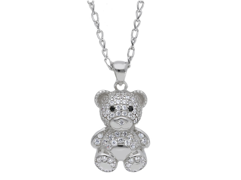  Maiocchi Silver Bear Necklace in Silver and Zircons