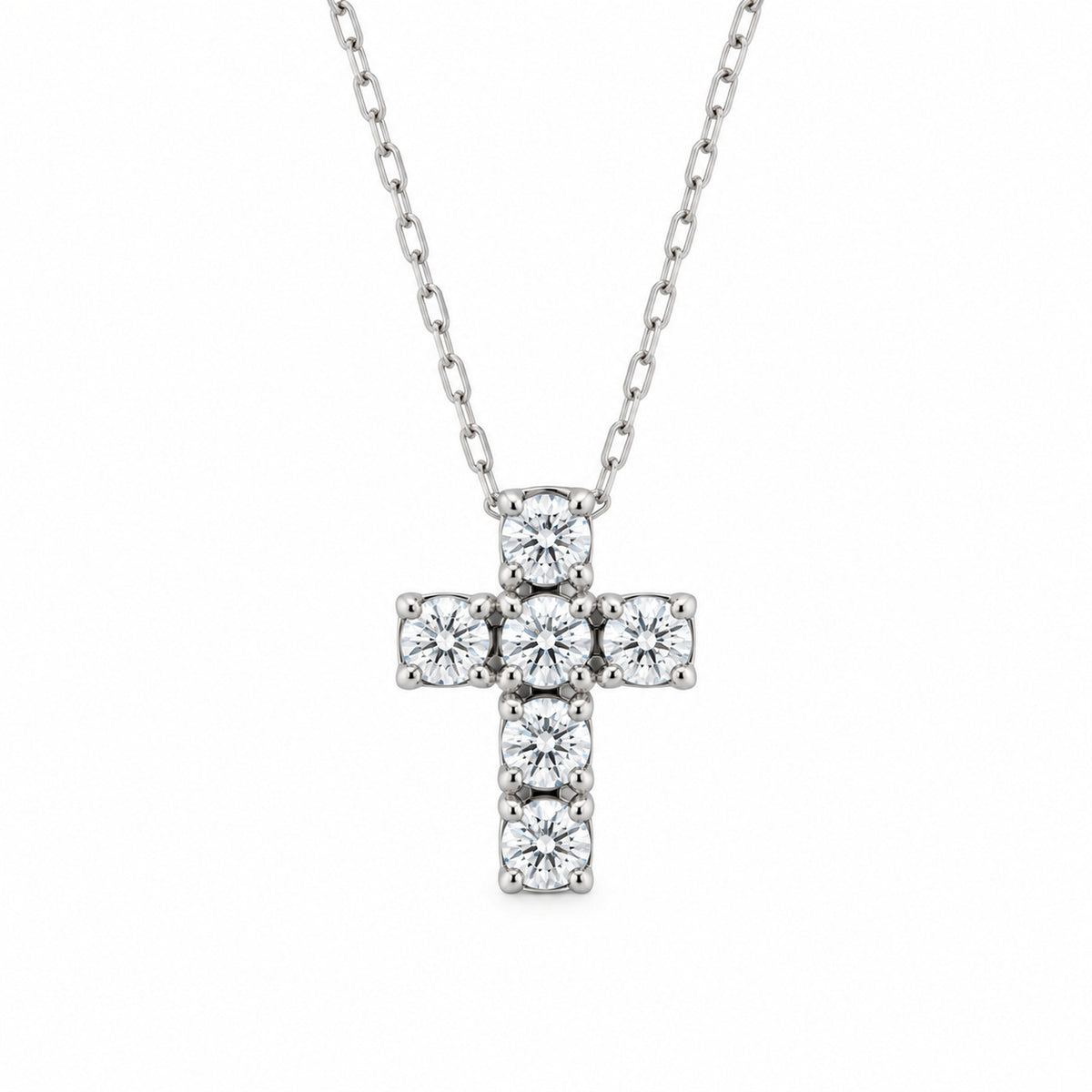 Maiocchi Milano Ciondolo Croce Oro Bianco e Diamanti ct 0,24