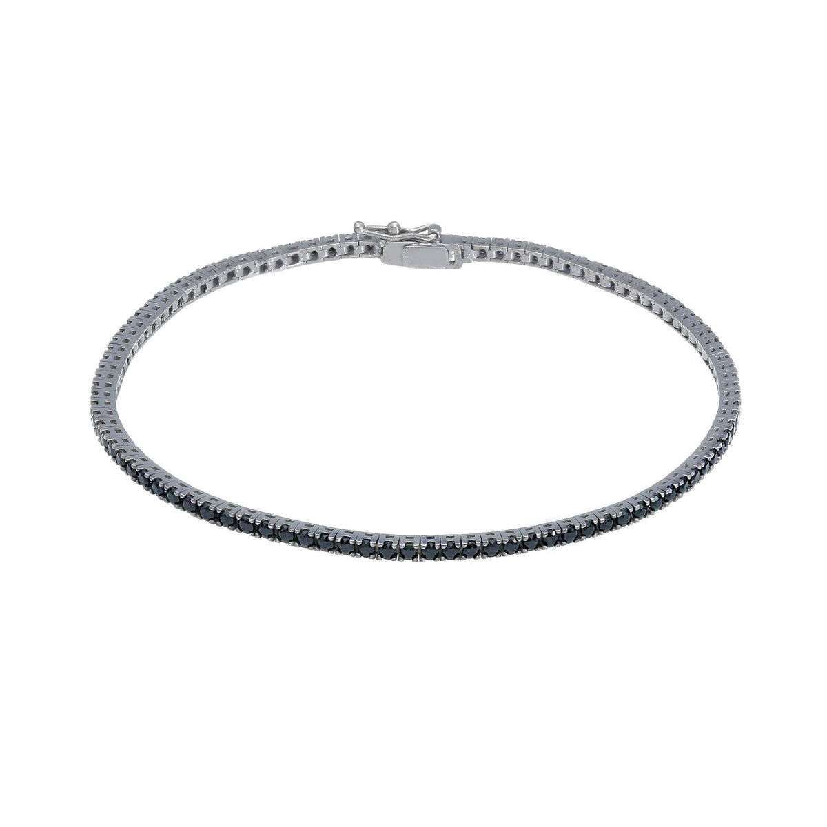 Maiocchi Milano Bracciale Tennis Oro Bianco 18kt e Zirconi Neri
