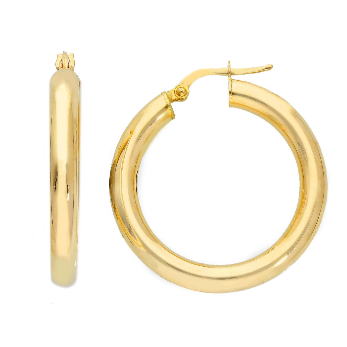 Maiocchi Gold Orecchini Cerchi in Oro Giallo 18kt Sezione 4 MM