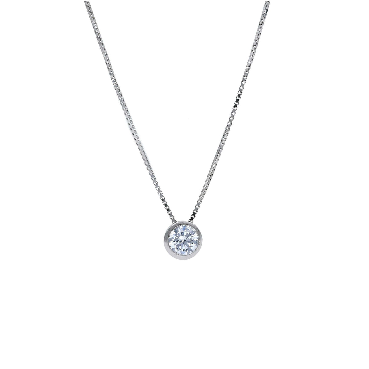 Girocollo Punto Luce Cipollina in Oro Bianco 18kt e Zircone