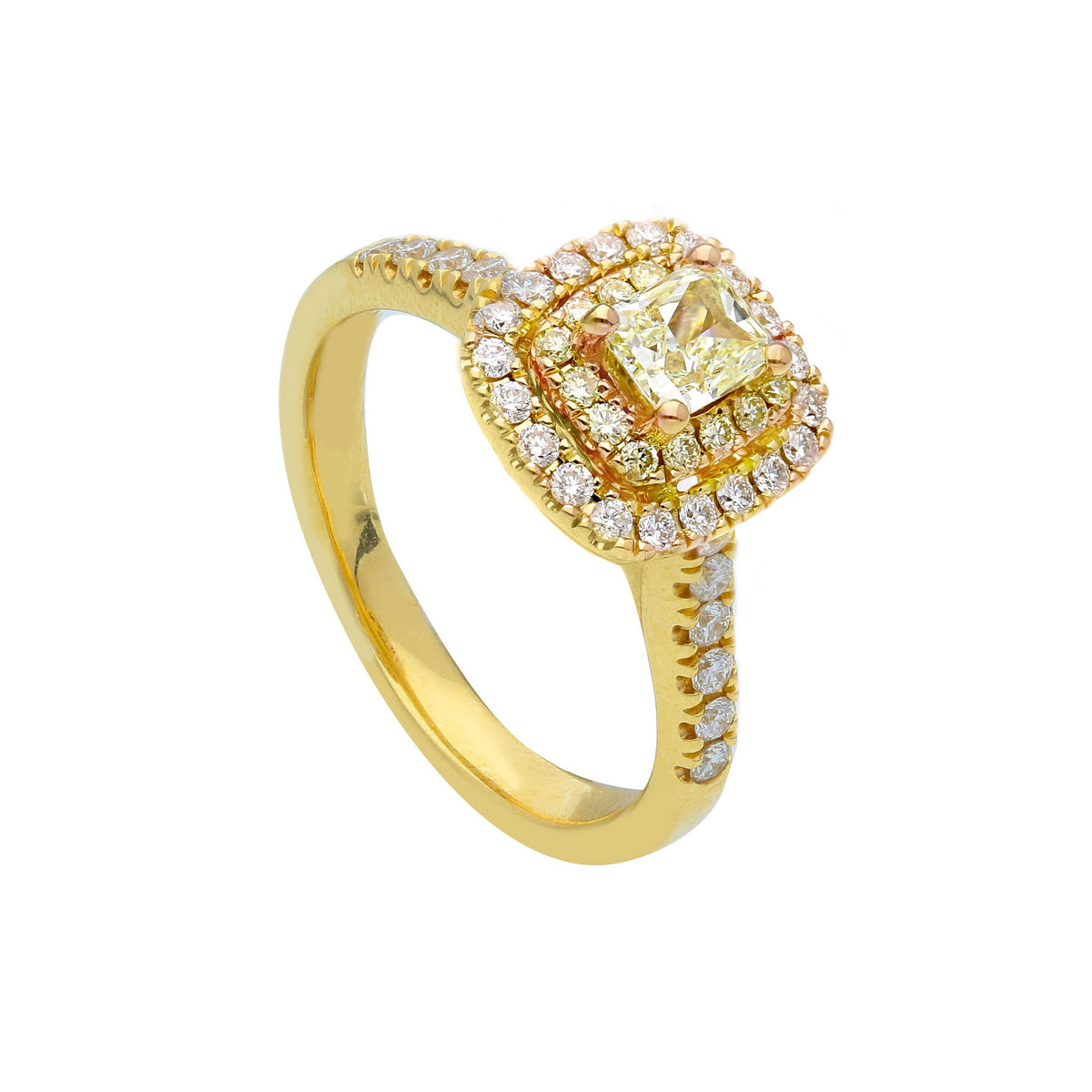 Maiocchi Milano Yellow Gold and Diamond Ring and Fancy Diamonds