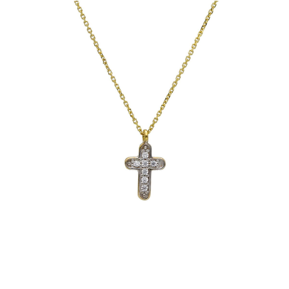 Maiocchi Milano Cross Necklace in Yellow Gold and Diamonds