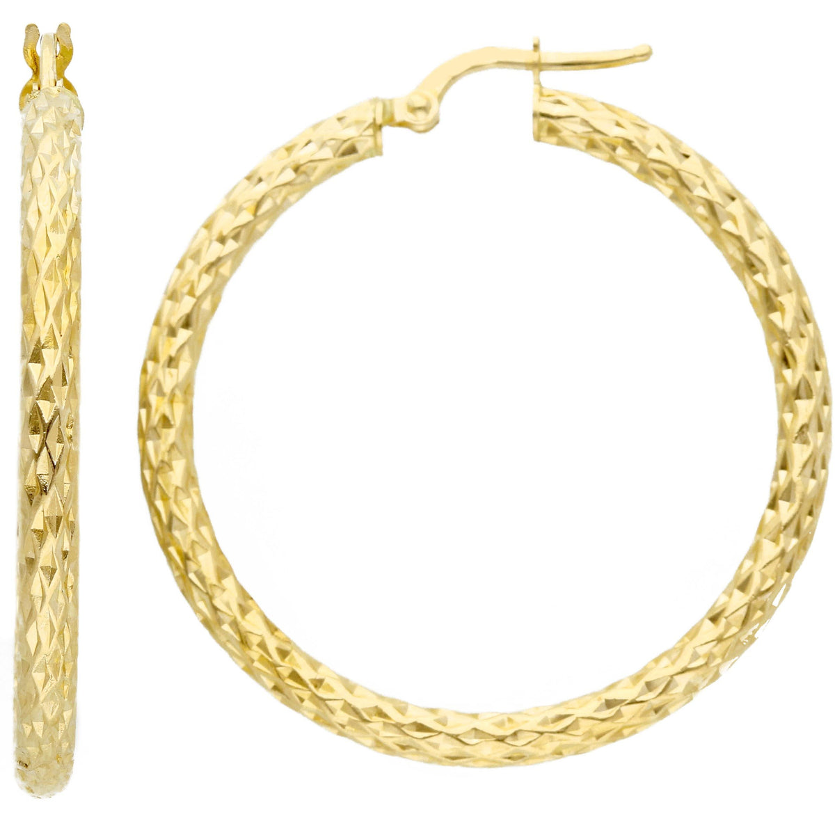 Orecchini a Cerchio Lavorati Oro Giallo 18kt cm 3