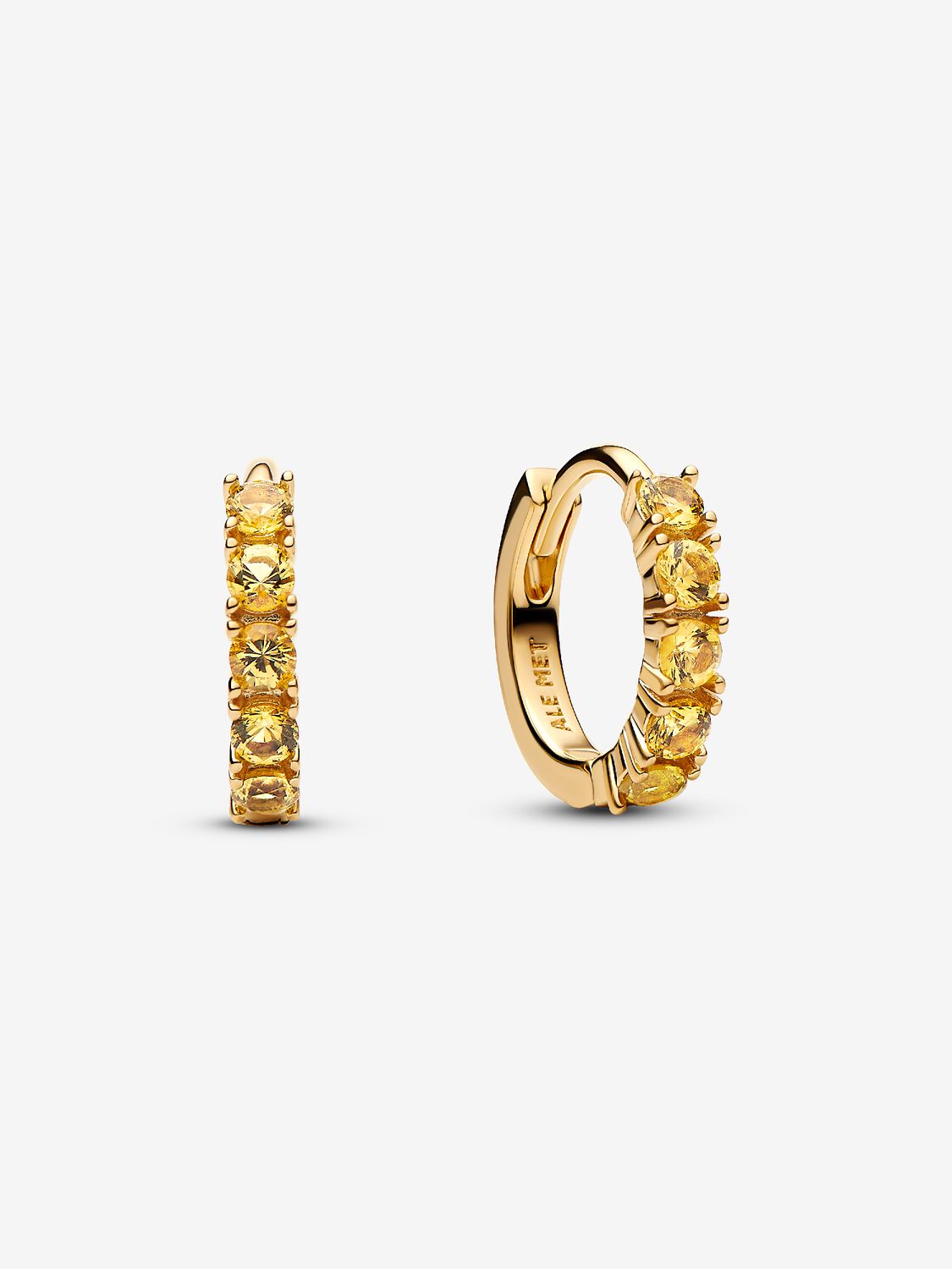 Pandora Orecchini Cerchi Piccoli Cristalli Gialli Placcatura in Oro 14k 263849C01