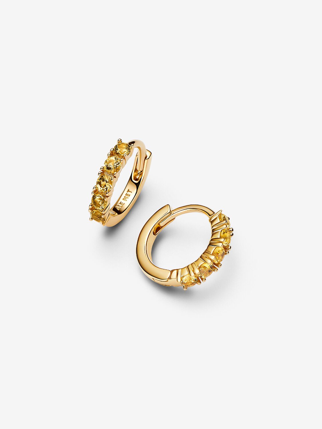 Pandora Orecchini Cerchi Piccoli Cristalli Gialli Placcatura in Oro 14k 263849C01
