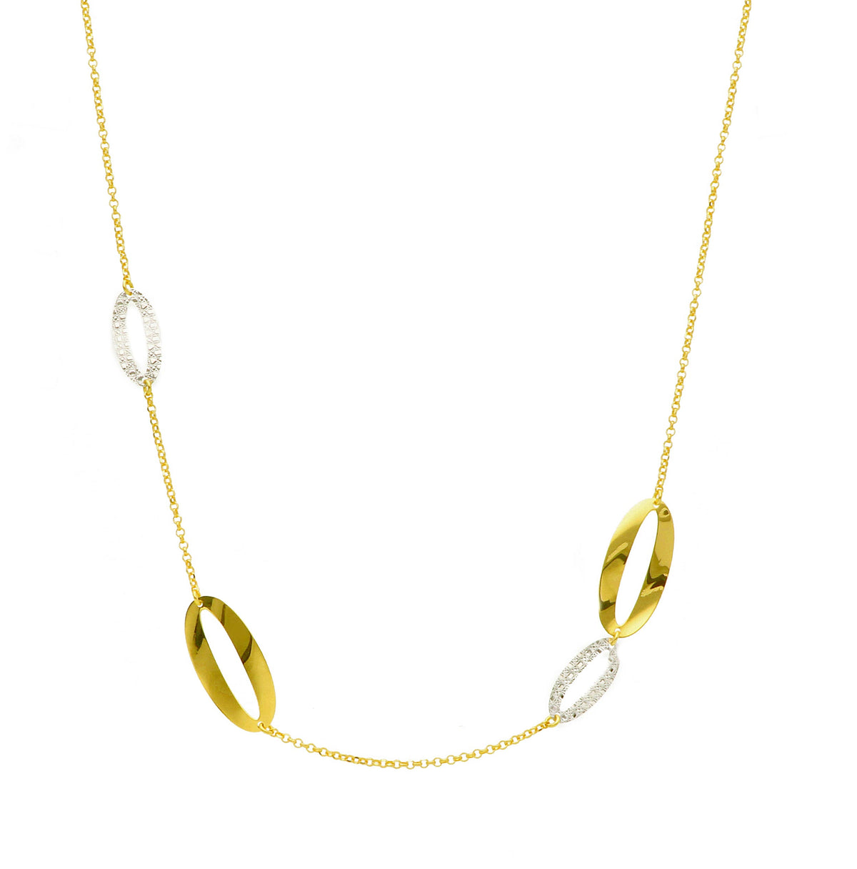 Maiocchi Gold 18kt Yellow and White Gold Necklace with Zircons