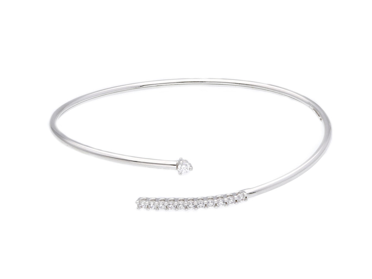 Bracciale Rigido Contrarie Oro Bianco 18kt e Zirconi