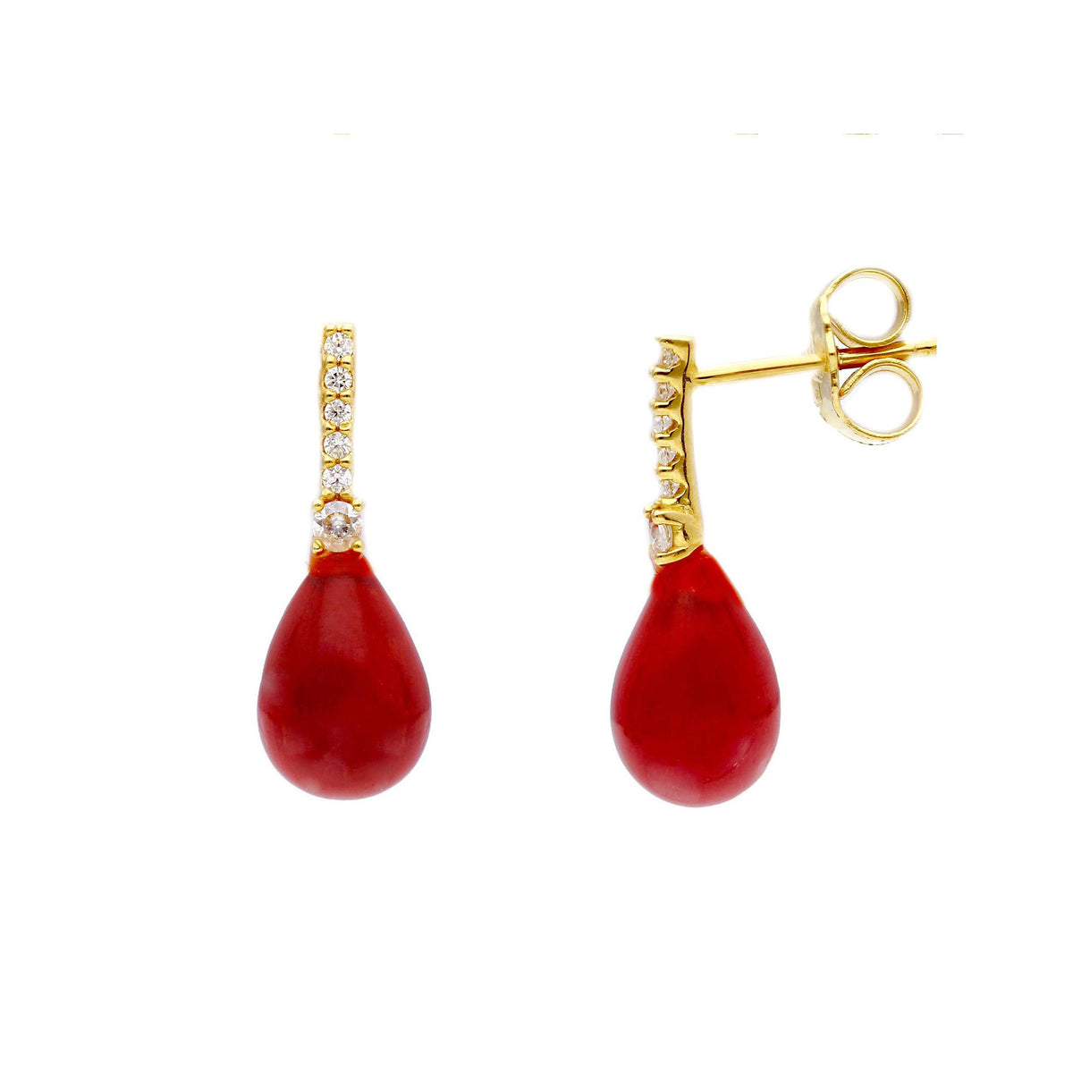 Maiocchi Gold Earrings in 18kt Yellow Gold and Green Agate