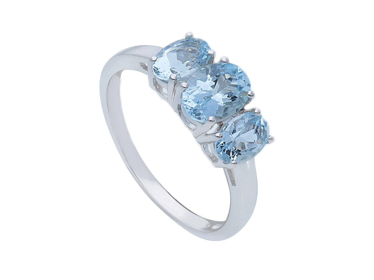 Maiocchi Milano White Gold Ring with 3 Aquamarines 1.57 ct