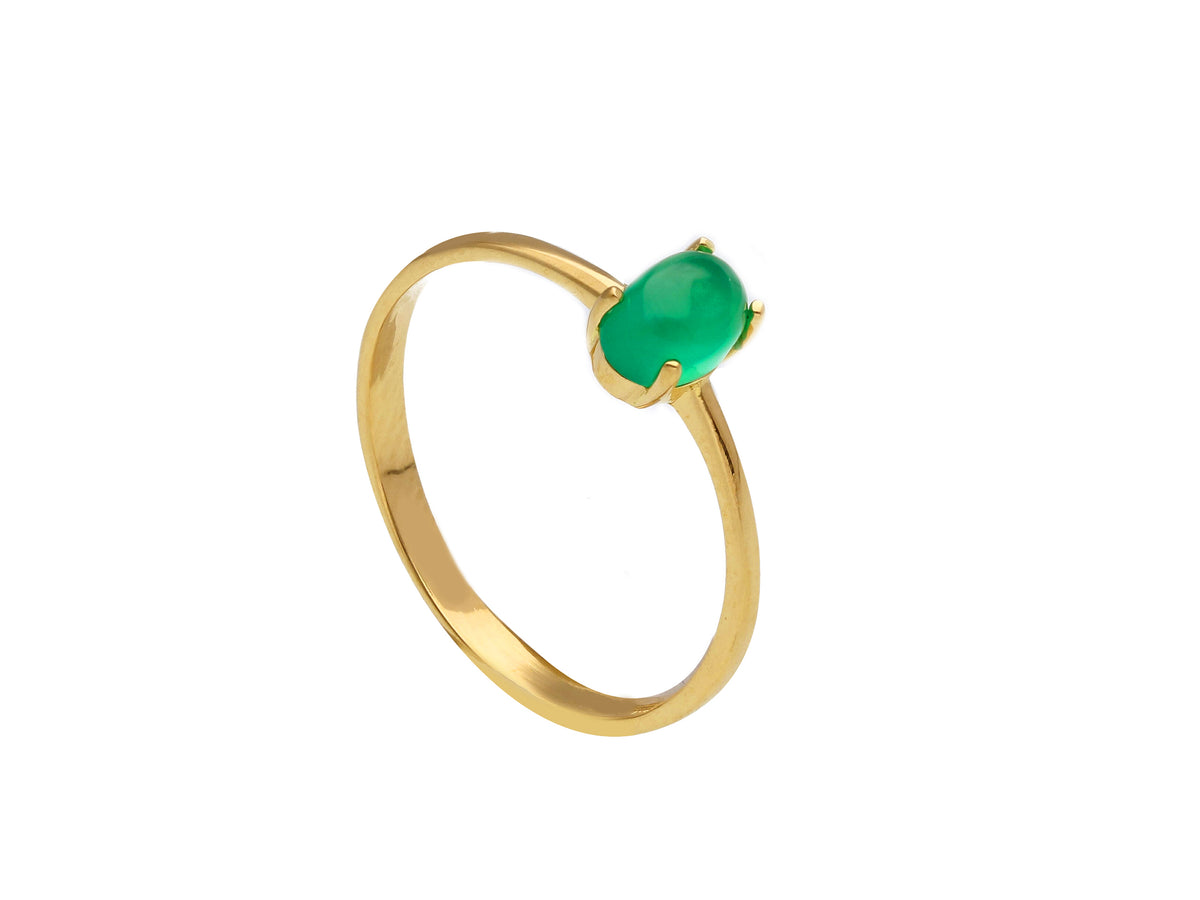 Maiocchi Gold 18kt Yellow Gold and Green Agate Ring