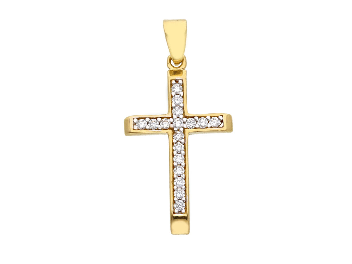  Cross in 18kt Yellow Gold and Zircons