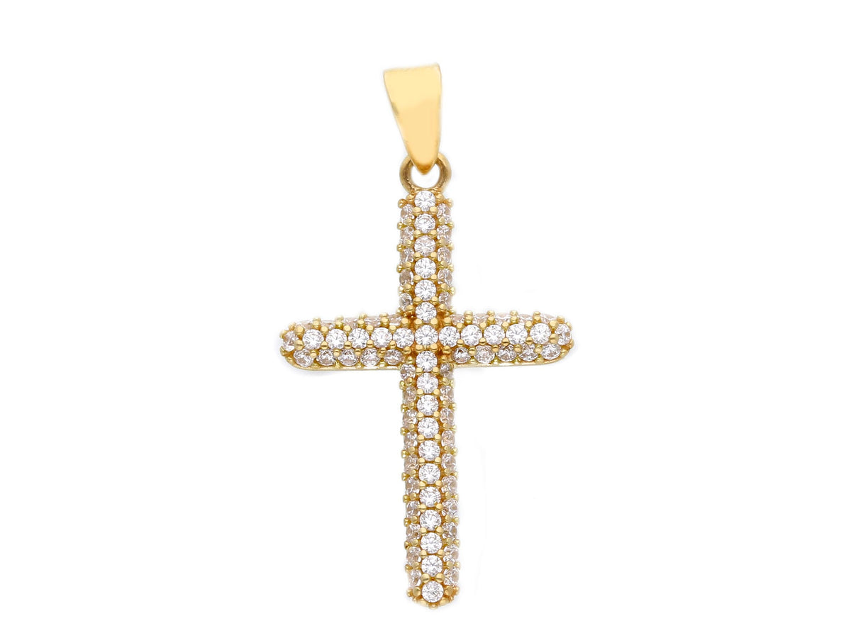  Cross in 18kt Yellow Gold and Zircons