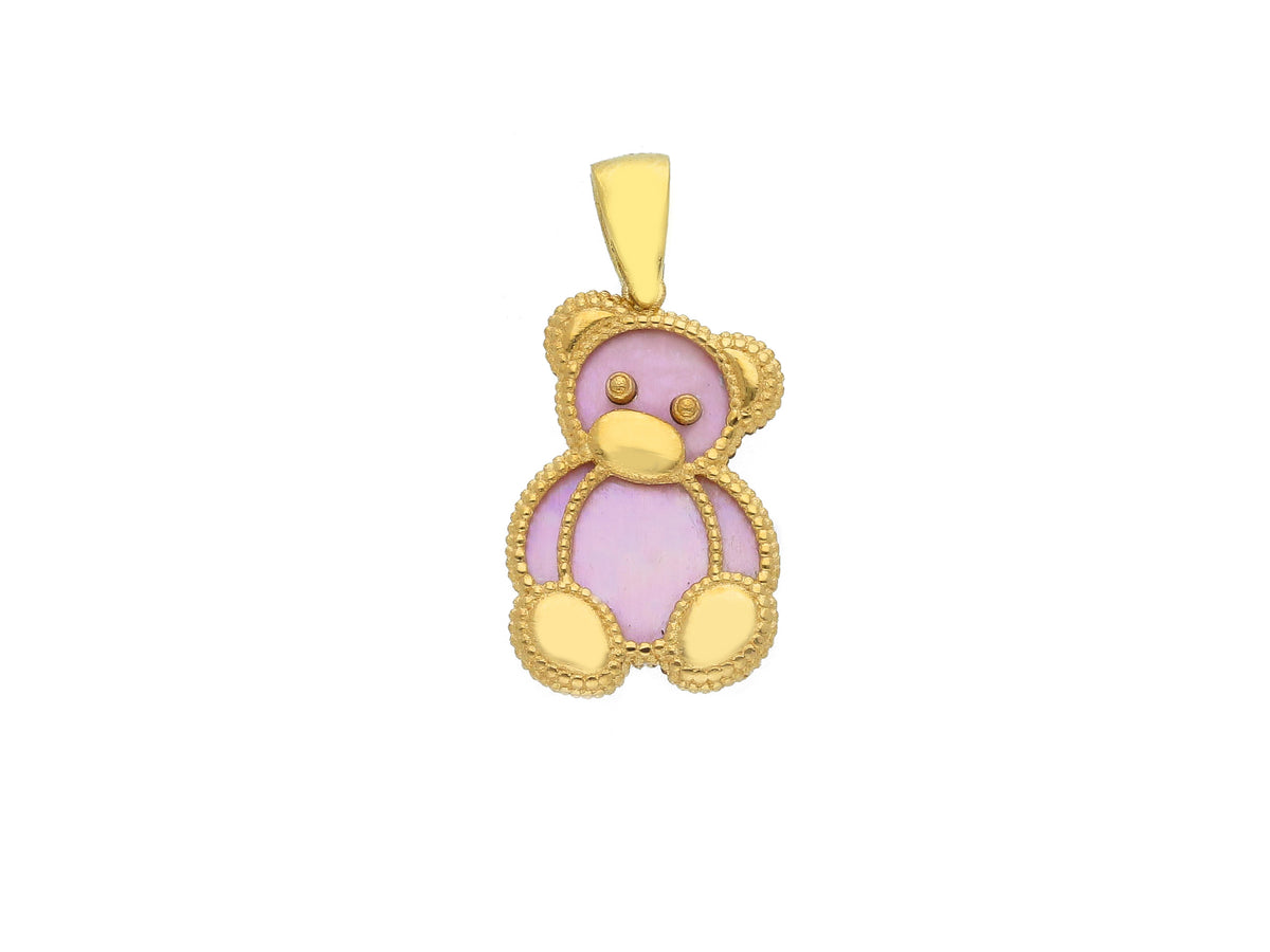 Teddy Bear Pendant in 18kt Yellow Gold and Mother of Pearl