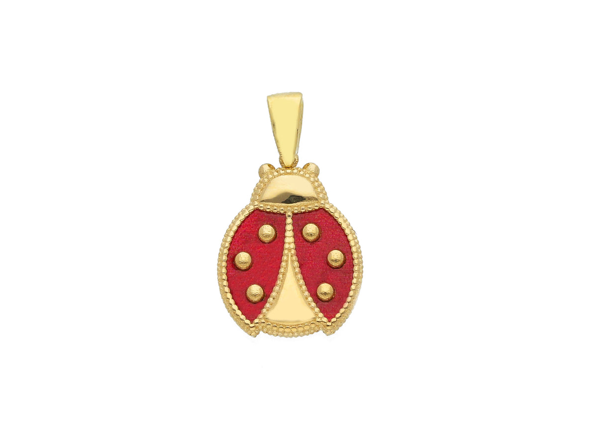 Ladybug Pendant in 18kt Yellow Gold and Mother of Pearl