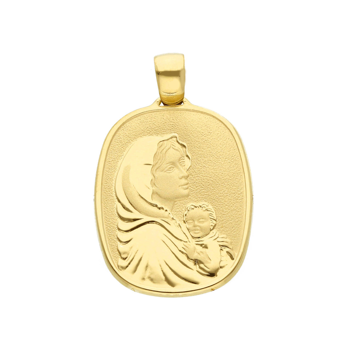 Medaglia MaDonna con Bambino in Oro Giallo 18kt