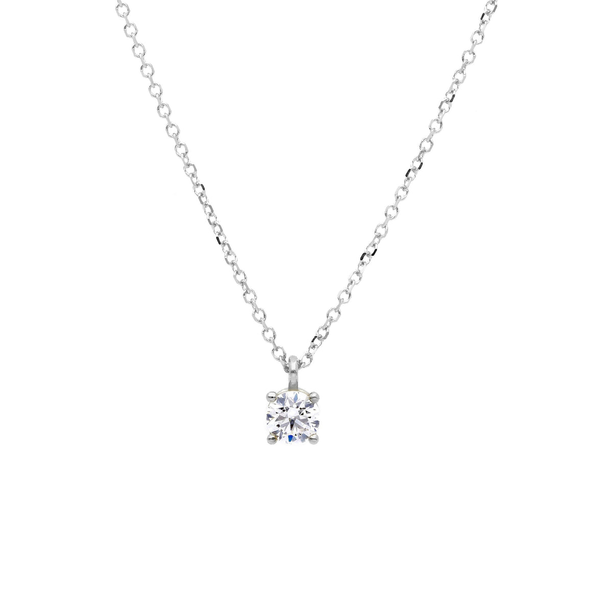 Girocollo Punto Luce in Oro Bianco 18kt e Zircone