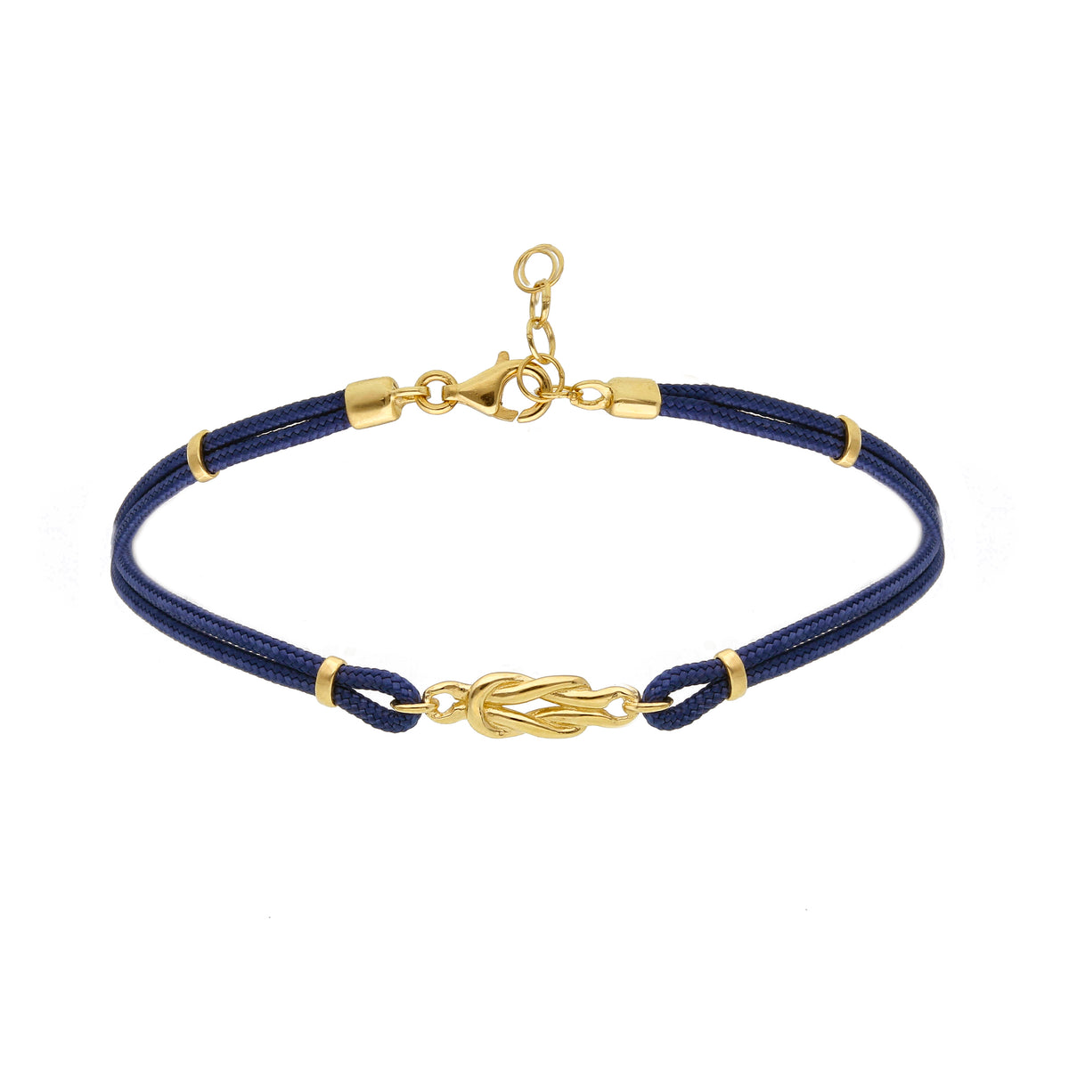 Bracciale Tessuto Blu e Nodo Oro Giallo 18kt