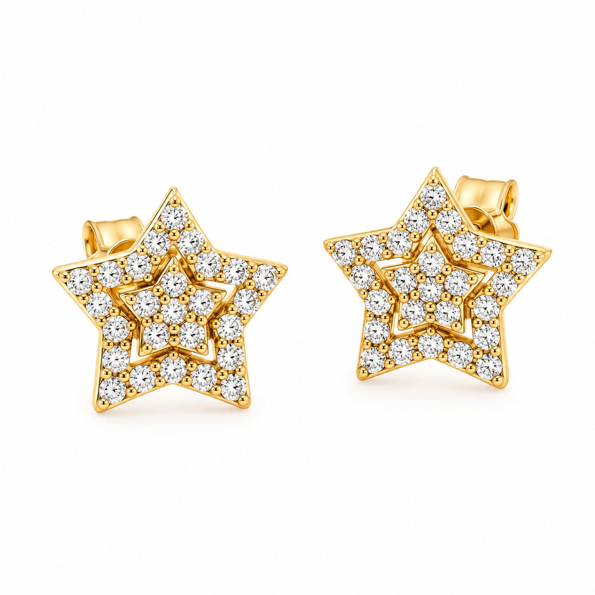 Maiocchi Milano Orecchini Stella Oro Giallo e Diamanti ct 0,22