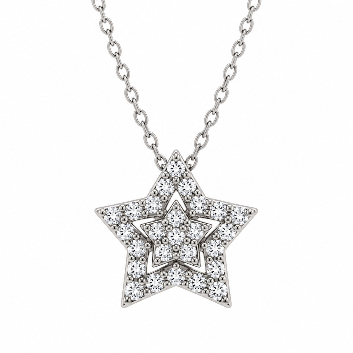 Maiocchi Milano Ciondolo Stella Oro Bianco e Diamanti ct 0,11