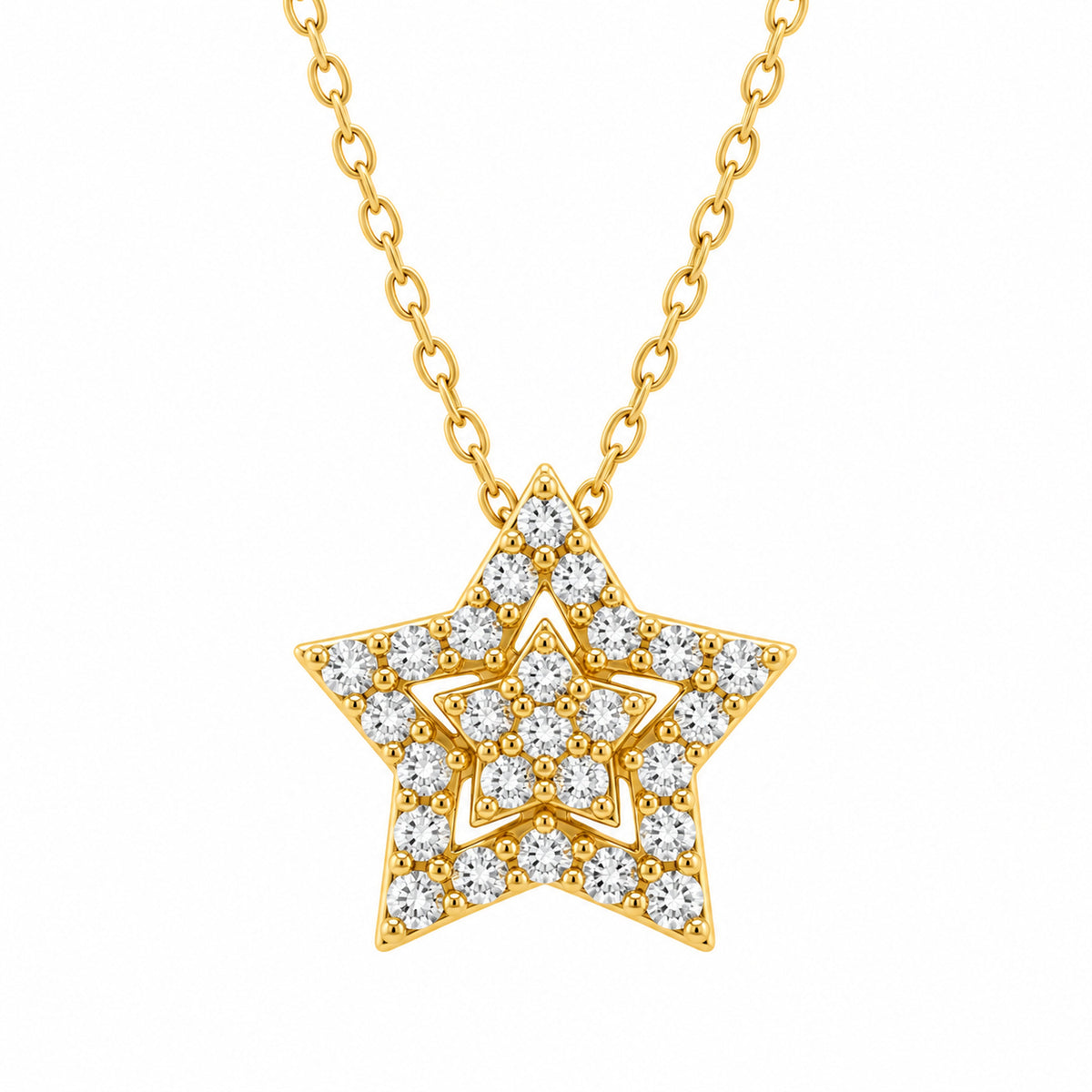 Maiocchi Milano Ciondolo Stella Oro Giallo e Diamanti ct 0,11