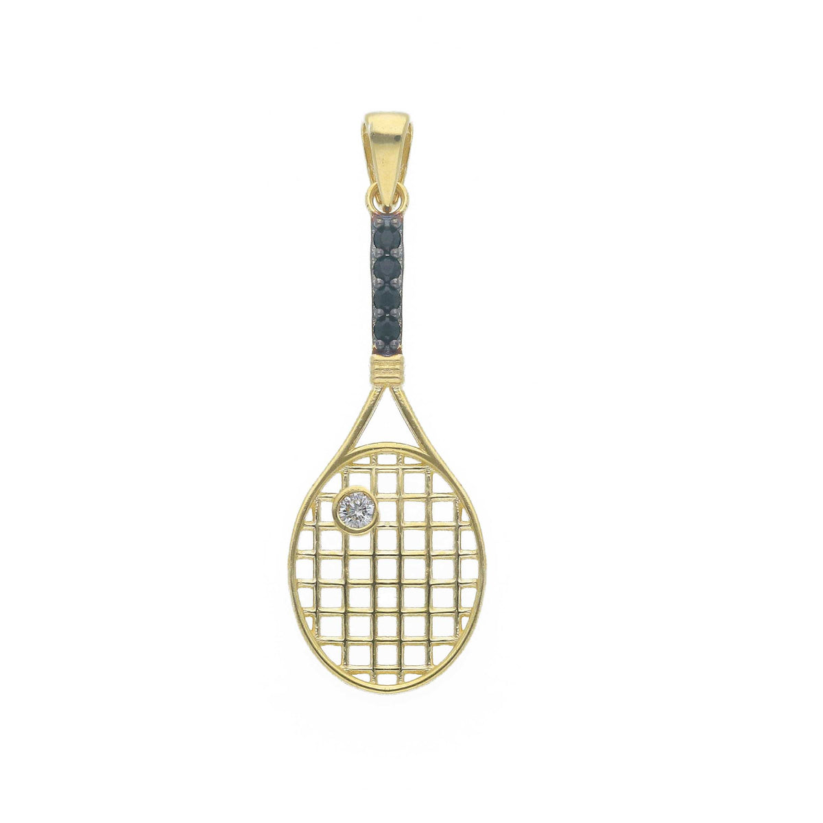 Tennis Racket Pendant in 18kt Yellow Gold