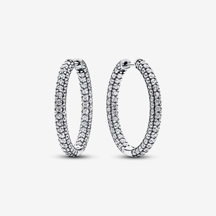 Pandora Orecchini Cerchi Pavè Fascia Singola Grandi 293016C01