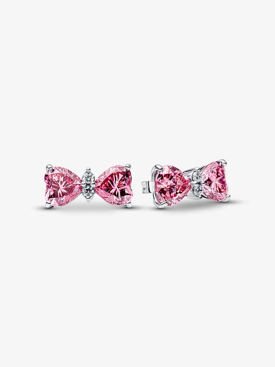 Pandora Orecchini Fiocco Luminoso Rosa Grande Argento Sterling 925 294265C01