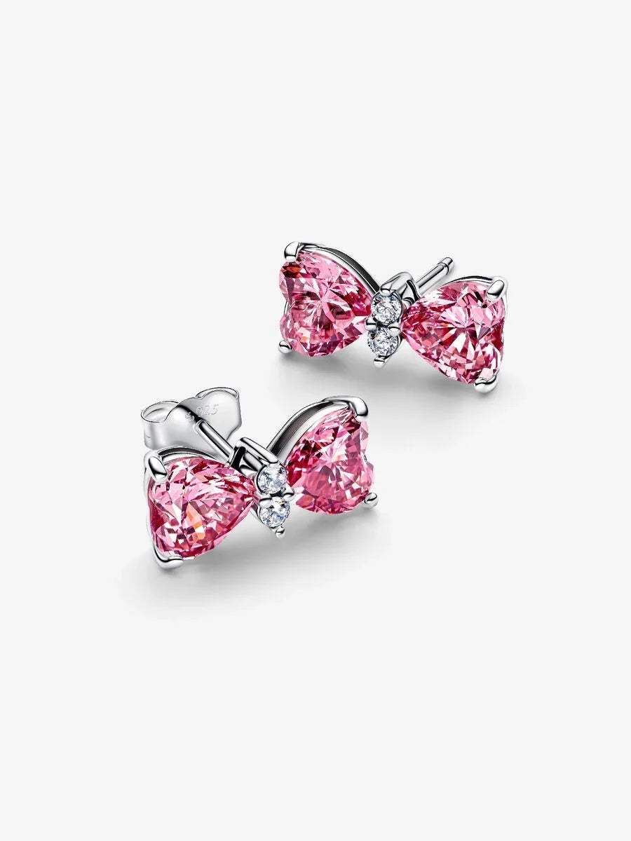 Pandora Orecchini Fiocco Luminoso Rosa Grande Argento Sterling 925 294265C01