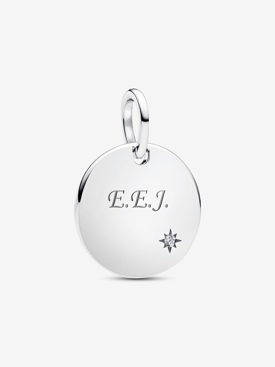 Pandora Charm Pendente Medaglia con diamante creato in laboratorio da incidere 0.012 ct 394012C01