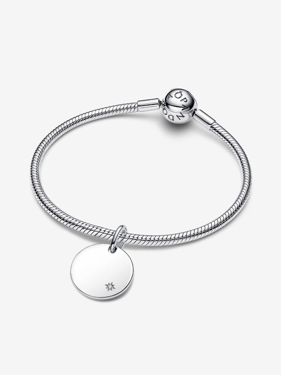 Pandora Charm Pendente Medaglia con diamante creato in laboratorio da incidere 0.012 ct 394012C01