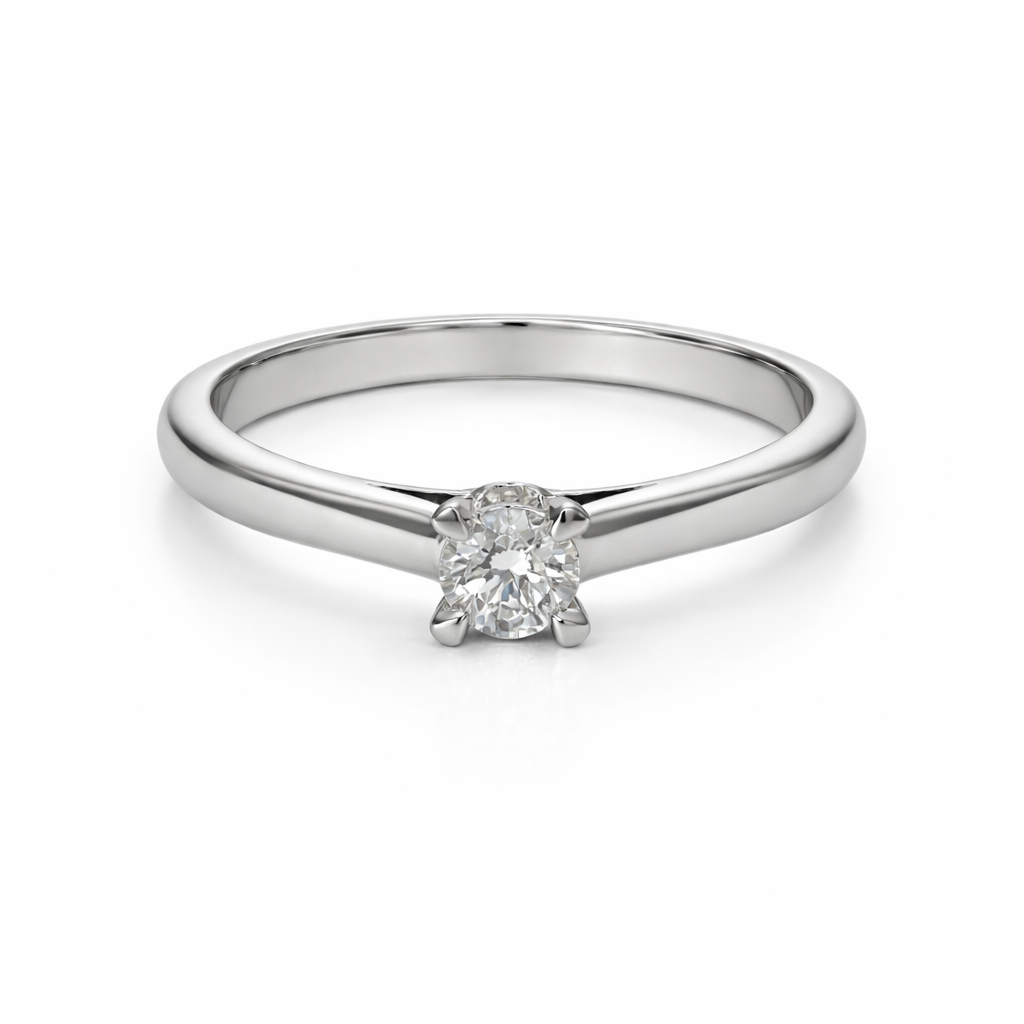 Maiocchi Milano Anello Solitario Oro Bianco e Diamante ct 0,21 D VVS1