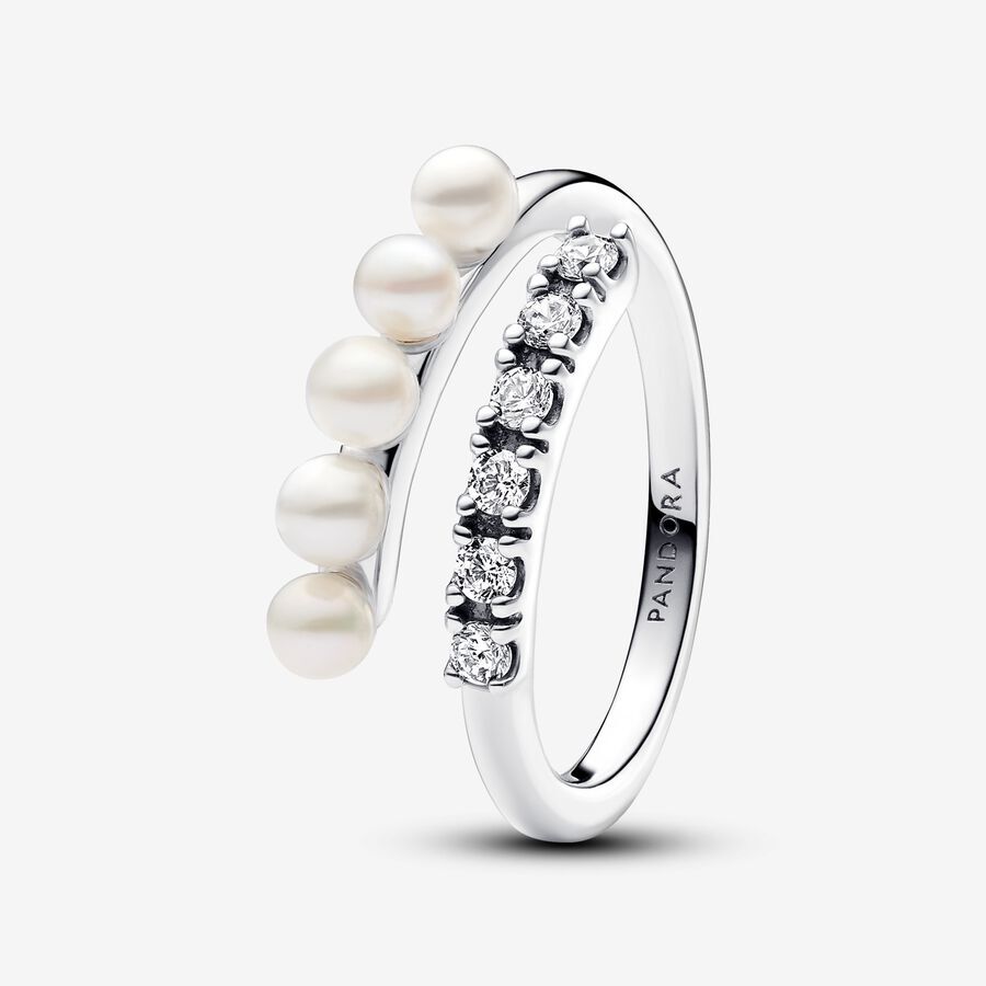 Pandora Anello Intreccio con Perle d’Acqua Dolce Coltivate e Pavè 193145C01