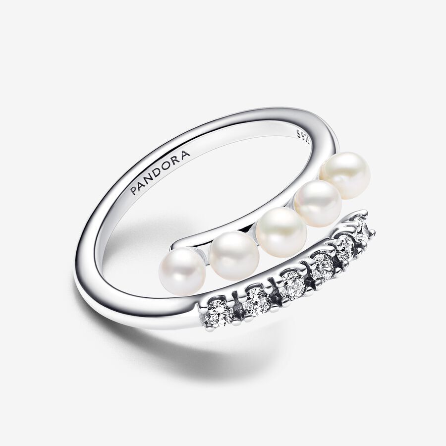Pandora Anello Intreccio con Perle d’Acqua Dolce Coltivate e Pavè 193145C01