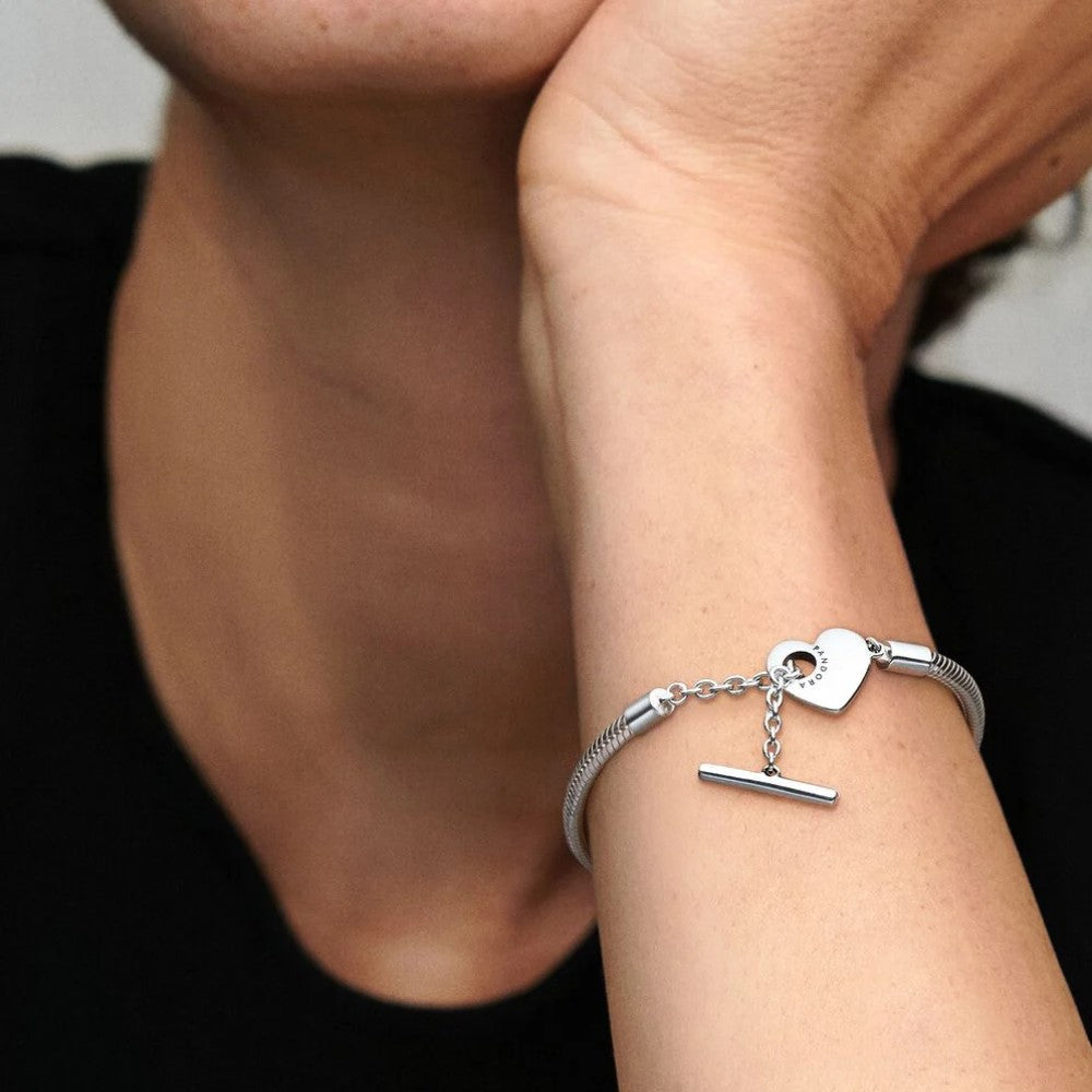 Pandora Bracciale Moments con Maglia Snake, Cuore e Barretta a T 599285C00