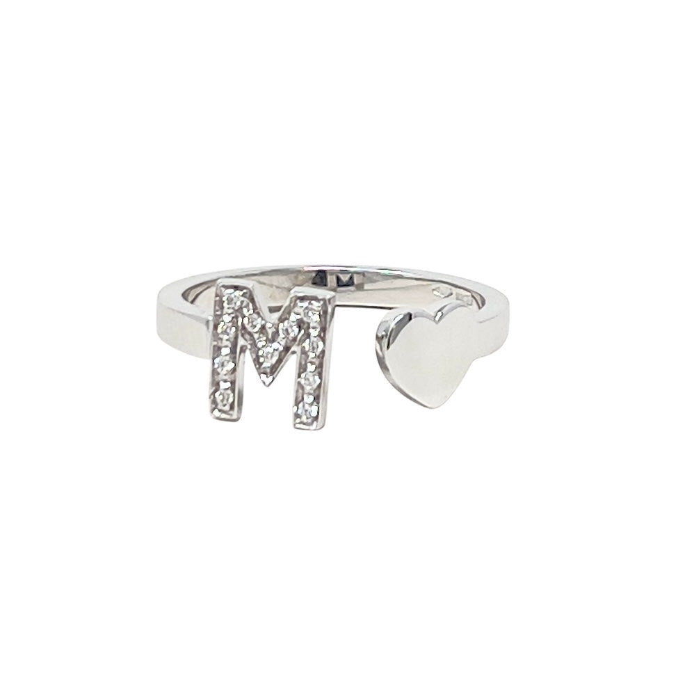 Initial Antelope Ring M White Gold and Diamonds