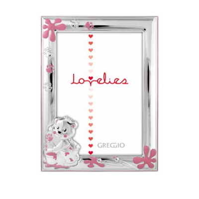Greggio Argento Cornice Orsetto Rosa 13x18