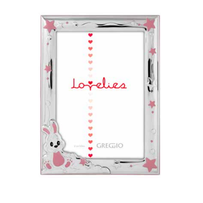 Greggio Argento Cornice Coniglio Rosa 13x18