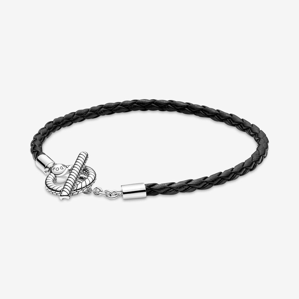 Pandora Bracciale in Pelle Nera con Chiusura a T 591675C01